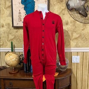 Lazy One Red Adult Unisex XL Pajama onesie. Bear Bum.